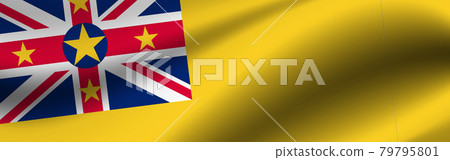 Banner with the flag of Niue. Fabric texture of the flag of Niue Banner with the flag of Niue. Fabric texture of the flag of Niue 79795801