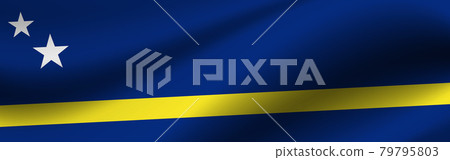 Banner with the flag of Curacao. Fabric texture of the flag of Curacao Banner with the flag of Curacao. Fabric texture of the flag of Curacao 79795803