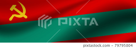 Banner with the flag of Transnistria. Fabric texture of the flag of Transnistria Banner with the flag of Transnistria. Fabric texture of the flag of Transnistria 79795804