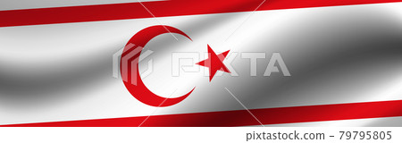 Banner with the flag of Turkish Republic of Northern Cyprus. Fabric texture of the flag of Turkish Republic of Northern Cyprus Banner with the flag of Turkish Republic of Northern Cyprus. Fabric texture of the flag of Turkish Republic of Northern Cyprus 79795805