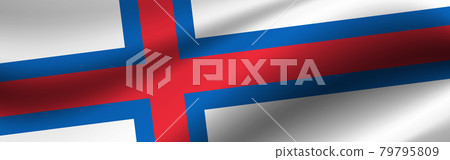 Banner with the flag of Faroe Islands. Fabric texture of the flag of Faroe Islands Banner with the flag of Faroe Islands. Fabric texture of the flag of Faroe Islands 79795809