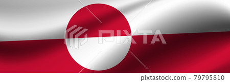 Banner with the flag of Greenland. Fabric texture of the flag of Greenland Banner with the flag of Greenland. Fabric texture of the flag of Greenland 79795810