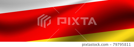 Banner with the flag of South Ossetia. Fabric texture of the flag of South Ossetia 79795811