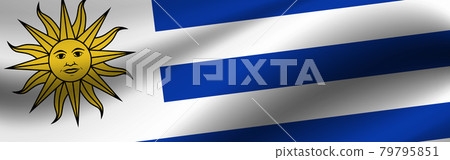 Banner with the flag of Uruguay. Fabric texture of the flag of Uruguay Banner with the flag of Uruguay. Fabric texture of the flag of Uruguay 79795851