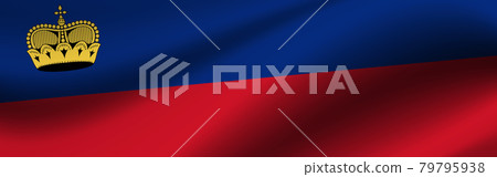 Banner with the flag of Liechtenstein. Fabric texture of the flag of Liechtenstein Banner with the flag of Liechtenstein. Fabric texture of the flag of Liechtenstein 79795938