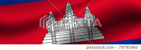 Banner with the flag of Cambodia Fabric texture of the flag of Cambodia 79795960