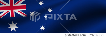 Banner with the flag of Australia. Fabric texture of the flag of Australia Banner with the flag of Australia. Fabric texture of the flag of Australia 79796139