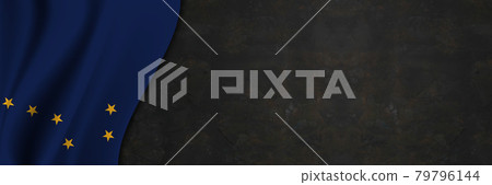 Alaska flag on concrete wall. Banner with fabric texture of the flag of Alaska Alaska flag on concrete wall. Banner with fabric texture of the flag of Alaska 79796144