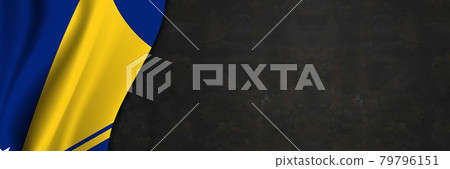 Tokelau flag on concrete wall. Banner with fabric texture of the flag of Tokelau Tokelau flag on concrete wall. Banner with fabric texture of the flag of Tokelau 79796151