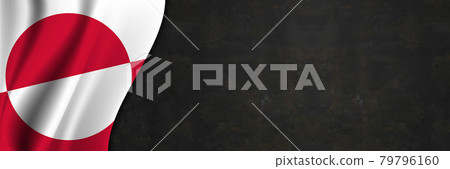 Greenland flag on concrete wall. Banner with fabric texture of the flag of Greenland Greenland flag on concrete wall. Banner with fabric texture of the flag of Greenland 79796160