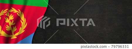 Eritrea flag on concrete wall. Banner with fabric texture of the flag of Eritrea Eritrea flag on concrete wall. Banner with fabric texture of the flag of Eritrea 79796331