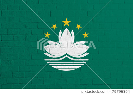 Flag of Macau. Brick wall texture of the flag of Macau Flag of Macau. Brick wall texture of the flag of Macau 79796504