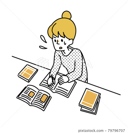 Women who are worried about difficult tasks 79796707