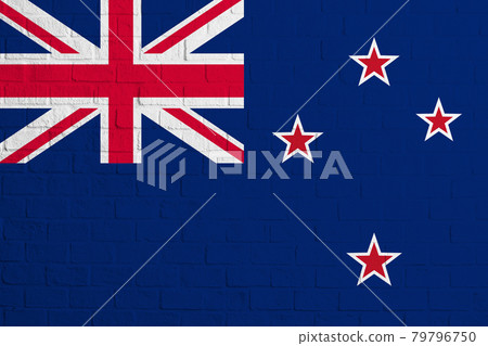 Flag of New Zealand. Brick wall texture of the flag of New Zealand 79796750