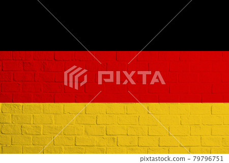 Flag of Germany. Brick wall texture of the flag of Germany 79796751
