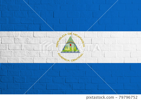 Flag of Nicaragua. Brick wall texture of the flag of Nicaragua Flag of Nicaragua. Brick wall texture of the flag of Nicaragua 79796752