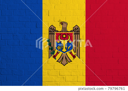 Flag of Moldova. Brick wall texture of the flag of Moldova Flag of Moldova. Brick wall texture of the flag of Moldova 79796761
