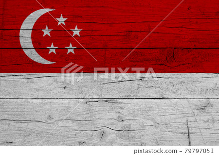Flag of Singapore. Wooden texture of the flag of Singapore Flag of Singapore. Wooden texture of the flag of Singapore 79797051