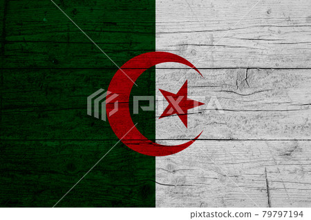 Flag of Algeria. Wooden texture of the flag of Algeria 79797194