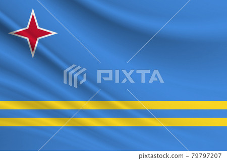 Flag of Aruba. Fabric texture of the flag of Aruba Flag of Aruba. Fabric texture of the flag of Aruba 79797207