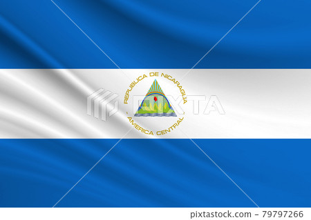 Flag of Nicaragua. Fabric texture of the flag of Nicaragua 79797266