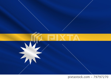 Flag of Nauru. Fabric texture of the flag of Nauru 79797270