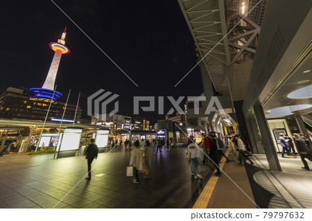 Scenery in front of Kyoto station Night view 79797632