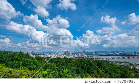 Han River, Mapo, and Yeouido seen from Sangam Sky Park Han River, Mapo, and Yeouido seen from Sangam Sky Park 79797985