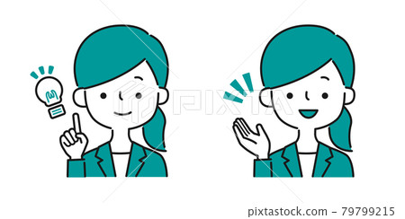 Simple icon illustration set of women in suit Simple icon illustration set of women in suit 79799215