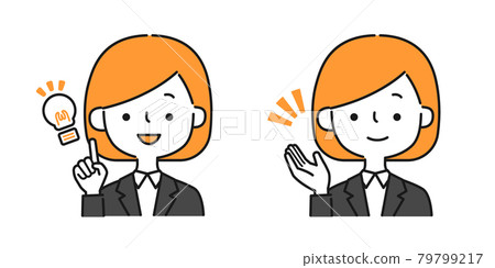 Simple icon illustration set of women in suit Simple icon illustration set of women in suit 79799217