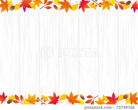 White wooden board and autumn botanical background 79799386