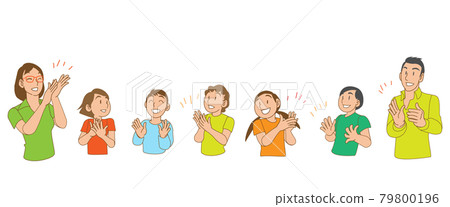 日本孩子和老師鼓掌 79800196