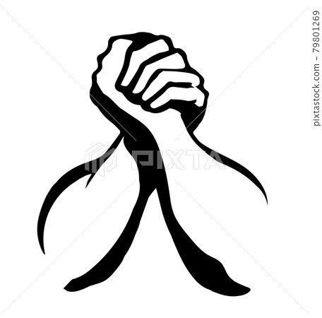 Hand wrestling contest. Vector drawing 79801269