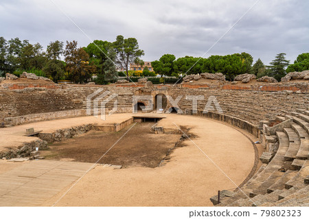 Roman Amphitheatre in Merida, Augusta Emerita in Extremadura, Spain 79802323