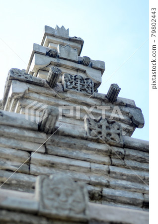 Stone work design and detail at Stone carving work with Javanese and Hindu influences. Located in the Old Grand Mosque of Mataram Kotagede, Jogjakarta Indonesia. Was build circa 1575. Stone work design and detail at Stone carving work with Javanese and Hindu influences. Located in the Old Grand Mosque of Mataram Kotagede, Jogjakarta Indonesia. Was build circa 1575. 79802443