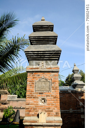 Stone work design and detail at Stone carving work with Javanese and Hindu influences. Located in the Old Grand Mosque of Mataram Kotagede, Jogjakarta Indonesia. Was build circa 1575. 79802451