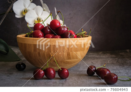 ripe cherry and white orchid 79804943