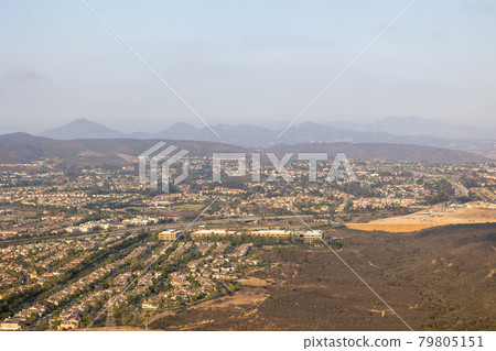 Aerial view of Carmel Valley with suburban neighborhood San Diego 79805151