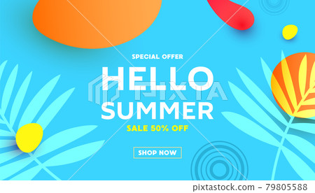 Summer sale editable template banner with fluid... - Stock Illustration ...