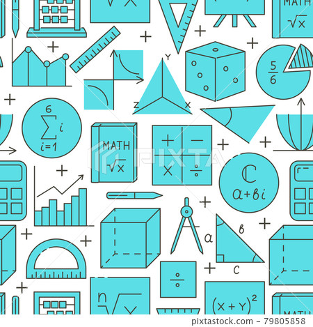 Learning maths seamless pattern in line style 79805858