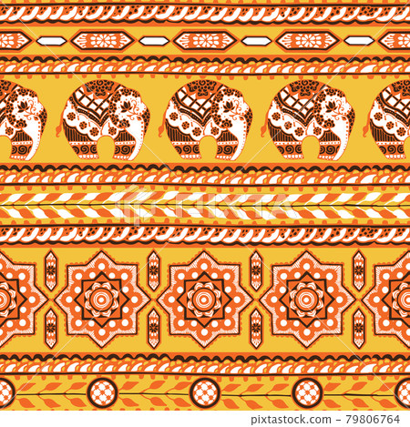 Ornaments in the style of Indian mehndi. Seamless pattern. 79806764