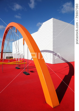 The Lego House rooftop with a play area in Billund, Denmark 79807360