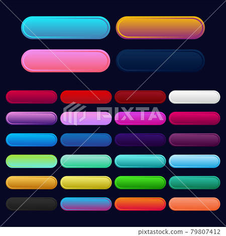 Icon set multi colored button in flat style. Icon set multi colored button in flat style. 79807412