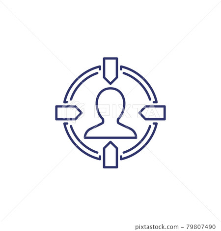 Customer centricity line icon on white, vector 79807490