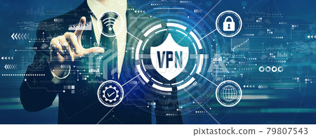 VPN concept with businessman VPN concept with businessman 79807543