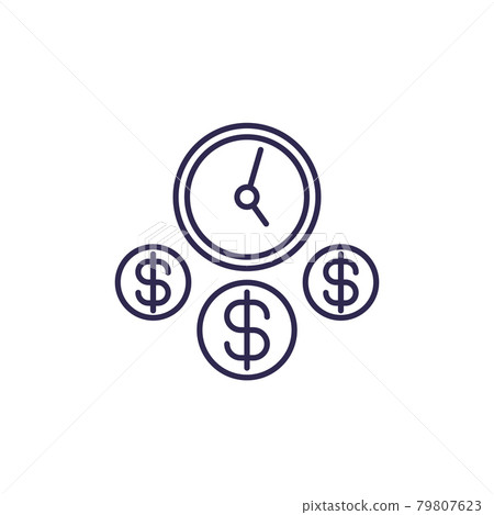 time and money line icon on white time and money line icon on white 79807623