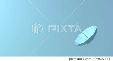 Blue painted umbrella in the air 79807641