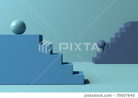 Stairs and balls - 3D render illustration Stairs and balls - 3D render illustration 79807648