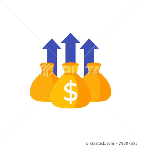 wealth growth, fund increase icon on white 79807653