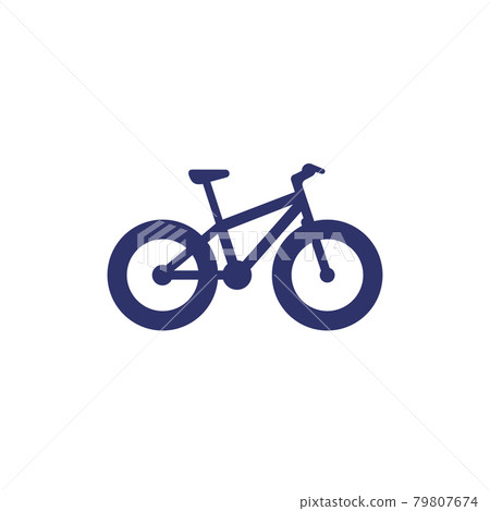 Fat-bike icon, a snow bicycle on white Fat-bike icon, a snow bicycle on white 79807674